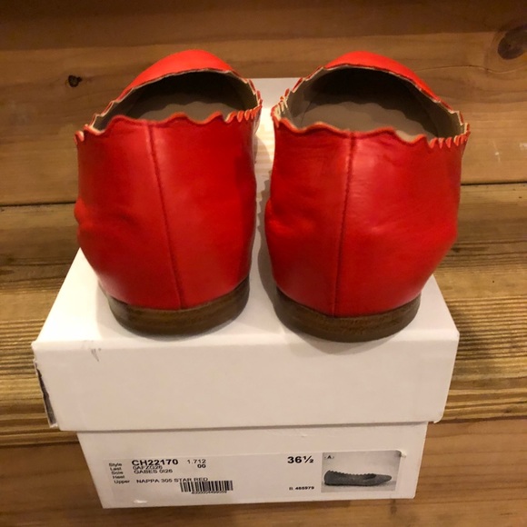 Chloe Lauren Scalloped Flats size 6.5 red - Picture 5 of 8